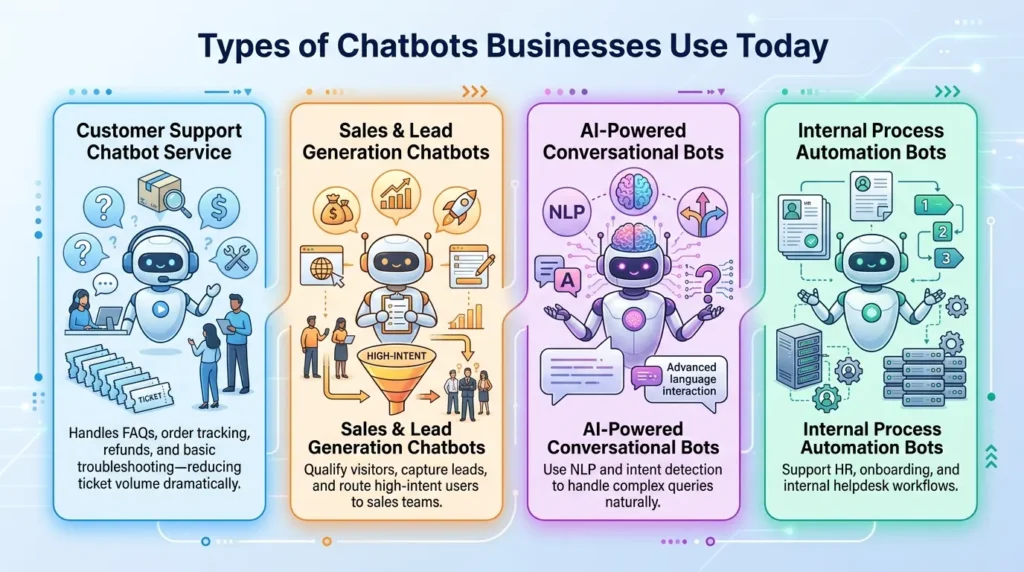 Types of Chatbots Businesses Use Today