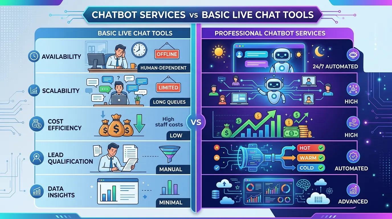 Chatbot Services vs Basic Live Chat Tools