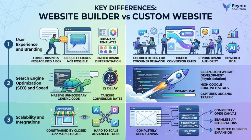 Key Differences: Website Builder vs Custom Website