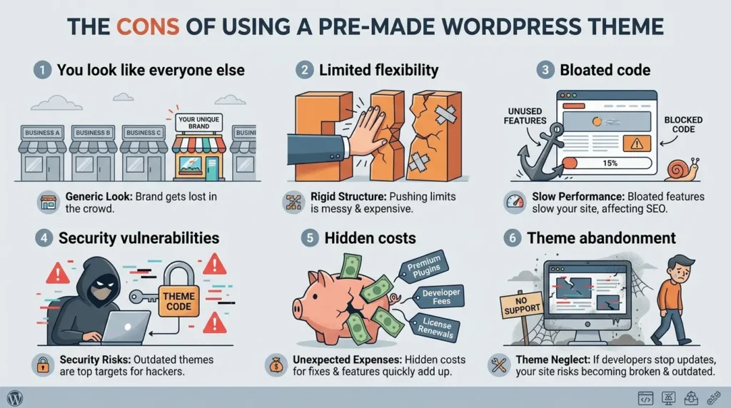 WordPress Theme: The Cons